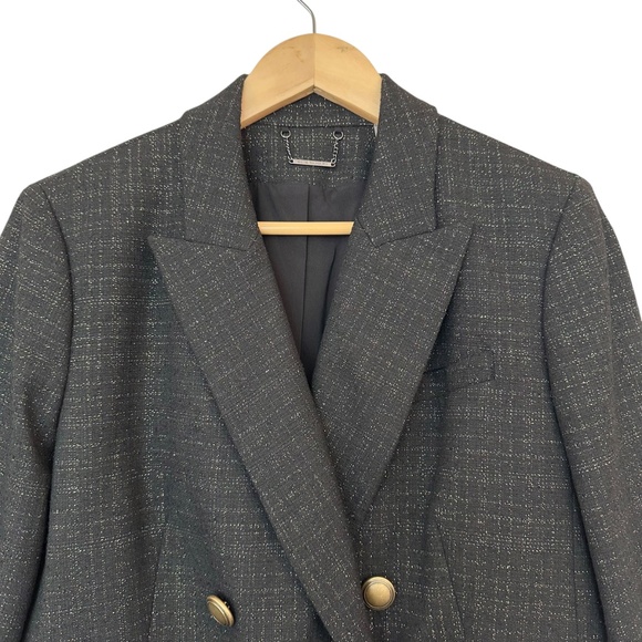 Elie Tahari Blazer Jacket Women's Size 14 Gold Kissed Metallic Weave Elegant - Picture 4 of 16